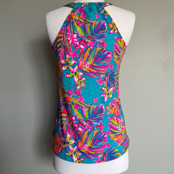 Lilly Pulitzer Gimme the Juice Hawaii Rachet Back Exotic Floral Cotton Tank Top - Picture 4 of 14